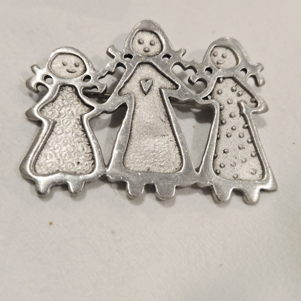 Handmade "Three Sisters" Pewter Brooch by Artist Cynthia Webb
